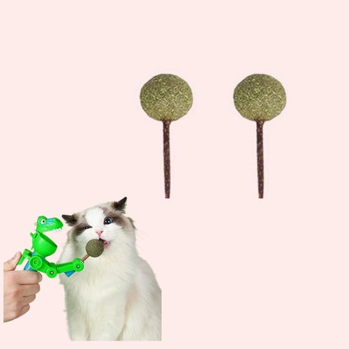 ALACEG Robot Lollipop Cat Toy Cat Toys Self Play Interactive Toy Cat Feather Toys Cat Fishing Pole Toy Internet Celebrity Pet Teaser Stick (2 Catnip Lollipops)
