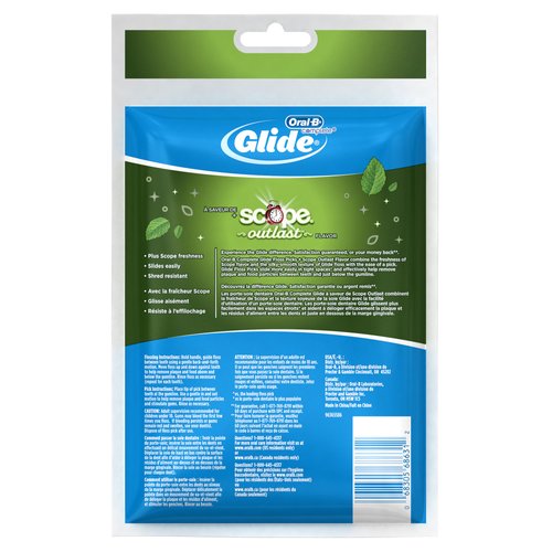 Oral B Glide Floss Picks Plusx 40mm outlast - Long Lasting Mint - 75 Ct
