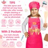 R HORSE 2 Pcs Kid Apron and Chef Hat Set, Rose Red Adjustable Children Kitchen Apron Role Play Chef Toy Cooking Baking Painting and Training Kits Kid Funny Cooking Gift New Year