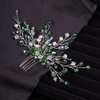 Teyglen Bridal Green Crystal Hair Comb Rhinestone Bride Wedding Hair Comb Sparkly Hair Piece Hair Accessories for Bride Bridal Side Comb Rhinestone Headpiece for Women Girls