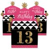 Big Dot of Happiness Chic 13th Birthday - Pink, Black and Gold - Treat Box Party Favors - Birthday Party Goodie Gable Boxes - Set of 12
