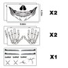 U-Goforst 2X Skeleton Face Tattoo, Skeleton Hand Tattoo Glow in The Dark, Skull Halloween Face Tattoos Hand Bones Temporary Tattoos Sticker, Classic Skeleton Makeup for Women Men Adult