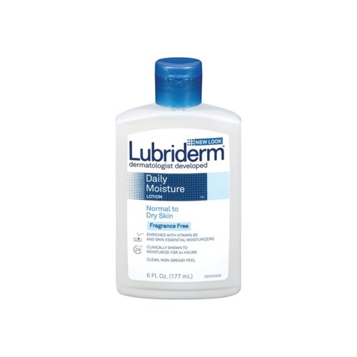 Lubriderm Daily Moisture Hydrating Unscented Body Lotion with Vitamin B5 for Normal to Dry Skin, Non-Greasy and Fragrance-Free Lotion, 6 fl. oz