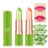 Fusang 2Pcs Aloe Vera Lipstick Color Changing Lipstick,Temperature Color Change Lip Gloss Balm Set Nutritious Long Lasting Moisturzing Magic Lipstick Lip Makeup for Women