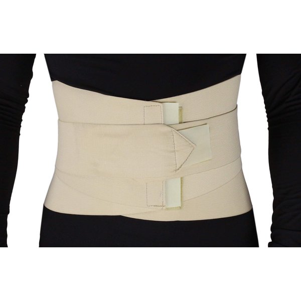 ObboMed MB-2530M Back, Lumbar, Abdominal Support Wrap Brace Belt with 4 Metal Stays Splints, extra double side straps adjustable for Posture, Belly, Waist, Spine, Back Pain Relief (M: 34-37 inches)