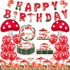 44 PCS Mushroom Birthday Party Decorations, Mushroom Party Favors Supplies Mushroom Birthday Banner Mushroom Balloons Mushroom Tablecloth Mushroom Plates and Napkins for Kids Boys Girls Baby Shower