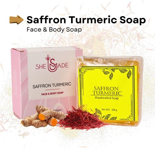 SHE MADE Saffron Turmeric Hand Soap Bar for Face & Body Cleanser (3.5 oz) - Luxurious Natural Cleansing, Smooth Skin Moisturizing - Men and Women Handmade Bath Soap for All Skin Types