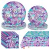 76 Pcs Mermaid Birthday Decorations - Mermaid Party Supplies Set Includes Plates, Napkins and Tablecloth, Mermaid Themed Birthday Tableware for Kids Girls Baby Shower Ocean Party Decorations,Serves 25