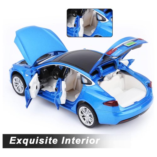 SASBSC Toy Cars Model S Die Cast Metal Model Cars with Door Open Light and Sound Pull Back Car Toys for Boys and Girls 3-12 Years Old