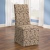 SureFit Scroll Long Dining Chair Slipcover (Brown) - Full Length Relaxed Fit High Back Chair Cover/Perfect for Adding Accents to Your Dining Room