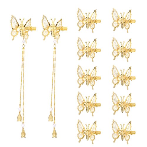 ONCHSH 3D Moving Butterfly Hair Clips,Metal Butterfly Hairpins Bride Wedding Head Pieces Hair Acc...