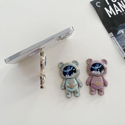 Black Cute Phone Stand Holder,Cell Phone Kickstand, Astronaut Phone Holder,Adjustable Tablet Phone Ring Stand with 3D Moving Star Sequins,Gift for Women Cell Phone Stands Accessories