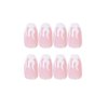 BABALAL 24Pcs Medium Coffin Fake Nails Pink White Flame False Nails Glossy Ballerina Press on Nails for Women and Girls