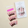 BABALAL French Tip Press on Nails Long Square Fake Nails Brown Nails Press ons 3d Bow Pearl Glue on Nails 24Pcs Glossy Manicure Art Acrylic Nails Squoval Manicure Art False Nails for Women Girls
