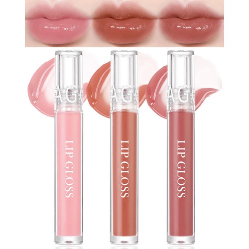 Liquid Hydrating Lip Oil Set-3PcsHigh Pigment Tinted Lip Gloss, Long Lasting & Non Sticky Lip Balm Lip Care, Moisturizing Plumping Dry Lips, Transparent Toot Lip Oil, Makeup Gift for Women (04+05+06#)