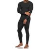 TSLA Men's Thermal Underwear Set, Microfiber Soft Fleece Lined Long Johns, Winter Warm Base Layer Top & Bottom, Soft Micro Fleece Black, Medium