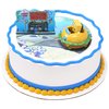 DecoSet® SpongeBob Square Pants Krabby Patty Cake Topper, 2-Piece Birthday Party Set with Rolling Car Figure for Fun After the Party, 3"H x 4.25"W