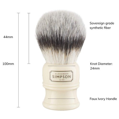 Alexander Simpson Trafalgar Synthetic Shaving Brush - Simpson Shaving Brushes - Faux Ivory Handle (T2)