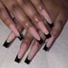 Magrace Press on Nails Long Square Fake Nails Nude Black False Nails with Designs 24 pcs Stick on Nails for Women (A-5)