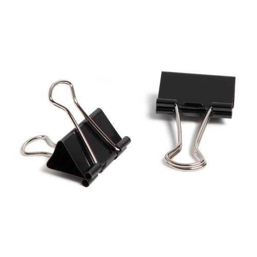 U Brands Binder Clips, Medium 1-1/4-Inch Width, 1/2-Inch Paper Holding Capacity, Black and Silver Steel, 24-Count