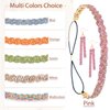 Fstrend Braided Rhinestones Elastic Headband Tassel Earrings Set Gold Crystal Hairbands Eardrop Sparkle Head Chain for Women(Pink)