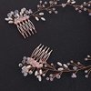 fxmimior Bride Rose Gold Pearl Headband Wedding Hair Accessories Crystal Hair Vine Headband Wedding Hair Comb Evening Party Hair Piece for Women…