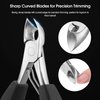 Podiatrist Toenail Clippers Ingrown or Thick Toe Nail Clippers for Men, Toenail Cutters Nipper Precision Diabetic Pedicure Tool Curved Edge, opove X5 (Silver)