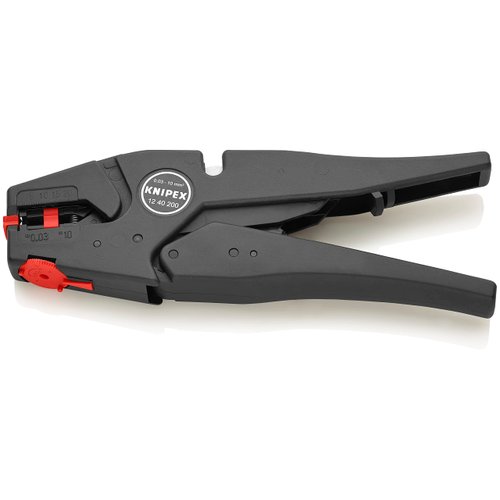 KNIPEX Self-Adjusting Wire Stripper 8-32 AWG, Black With Orange Dials and Adjustors