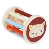 Mentari Toys - Rolling Kitten Rattle - Wooden Rolling Rattle for Babies - Montessori Baby Sensory Toy - Boost Gross Motor Skills - Baby First Toy, Baby Shower Gift - Age Birth+