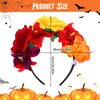 Amabro Halloween Headbands, Floral Day of the Dead Headband Mexican Flower Rose Crown Headpiece Halloween Cosplay Party Headdress Costume Hair Wreath Decorations for Women Men