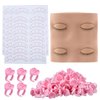 Pretty memory Lash Practice Kit with 2 Pairs of Lash Mannequin Head, 100 Pcs Glue Rings for Eyelash Extension, 35 Pairs of Lash Mapping Stickers, Eyelash Extension Supplies for Lash Extension Practice