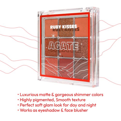 Ruby Kisses Eyeshadow Palette Highly Pigmented Eye Makeup Matte to Shimmers (Agate)