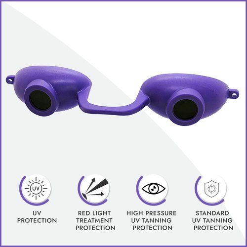 2 pack EVO FLEX Sunnies Flexible Tanning Bed Goggles Eye Protection UV Glasses (Purple)