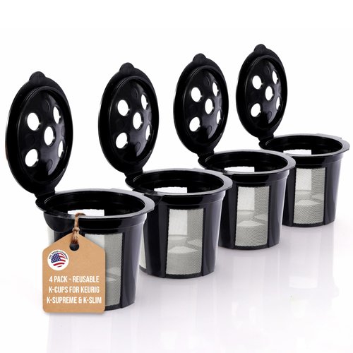 Reusable K Cups for Keurig Supreme, K Supreme Plus and K Slim by PureHQ - Refillable Kcup for Keurig Supreme Coffee Maker - MultiStream Coffee Pods Filter - 4 Pack