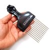 LUXXII (2 Pack) 6.75" Black Fist Metal Afro Pick Lift Hair Comb Detangle Wig Braid Hair Man Styling Comb