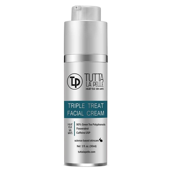 Anti Aging face Cream TRIPLE Antioxidant Treatment Serum For Face, Resveratrol + Green Tea + Caffeine - Visibly Reduce Skin Redness & Calm Irritation -For Sensitive Rosacea Skin -1oz