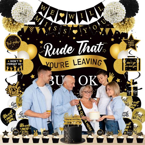 Farewell Decorations Party, Rude That You're Leaving But Ok Backdrop, We Will Miss You Decorations, Retirement Going Away Party Decorations for Coworker