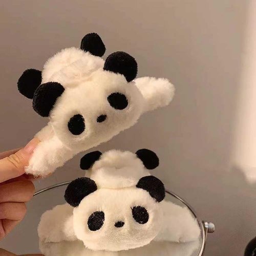 2 Pcs Plush Panda Hair Claw Clips Cartoon Animal Hair Jaw Clips Cute Hair Barrettes Ponytail Holder Hair Accessories for Women and Girls