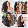 Clip in Hair Extensions, FLUFYMOOZ 4PC 100％ Pure Protein Silk Hair Extensions Long Soft Natural Hairpiece 20 Inch Curly Hair Extension for Women (Dark Almond brown with copper)
