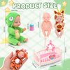 HAPGFS 12 PCS Mini Baby Dolls Set, Reborn Baby Doll 4 Inch with Feeding Bottles for Kids 3+, Girls Birthday Party Favors Realistic Babies with Animal Clothes for Easter Egg Filler