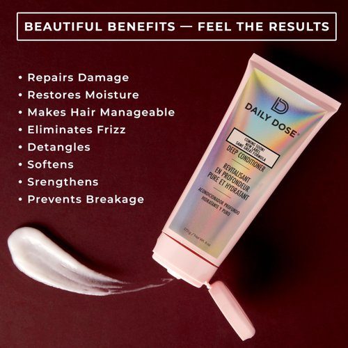 DAILY DOSE Deep Conditioner Hair Mask/Masque - Treatment for Dry, Damaged & Colored Treated Hair - Paraben Free, Phthalates Free, Vegan & Cruelty Free - for All Hair Types