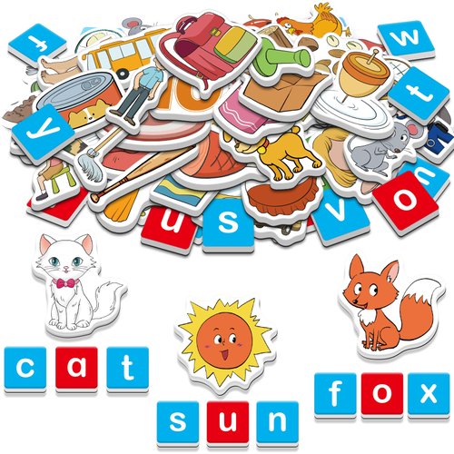 Quilinz CVC Word Games,Fridge Magnets for Kids,Magnetic Letters for Classroom,Toddler Alphabet Learning Toys,Speech Therapy Materials,Phonic Games for 3 Year Old,Kindergarten Learning Activities