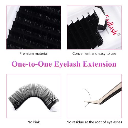 Classic Eyelash Extensions Lash Extension Supplies Matte Dark Black Individual Eyelash Extension Classic Lash Extensions Professional (0.20-C, 18mm)