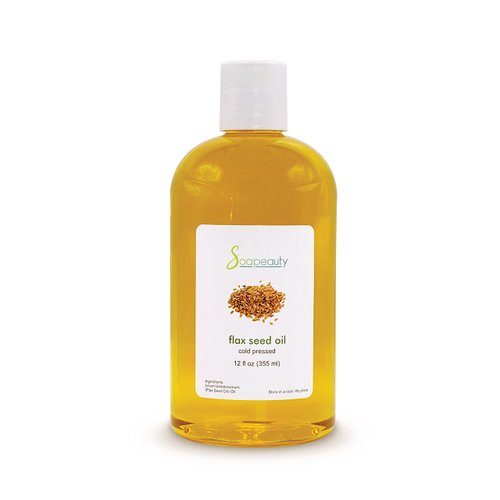 Soapeauty Flax Seed Oil Unrefined Cold Pressed 100% Pure and Natural | for Skin, Hair and DIY Recipes | Source of Omega-3 & ALA | 12 fl oz