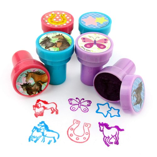Tiny Mills 24 Pcs Horse and Pony Stampers for Kids Western Birthday Party Favors Goody Bag Treat Bag Fillers Classroom Rewards Carnival Prizes