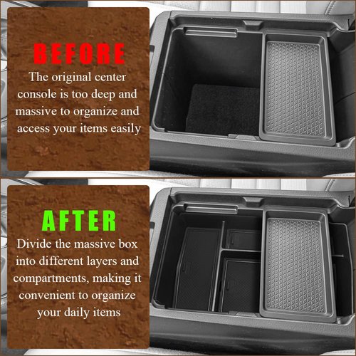 Muslogy Center Console Organizer Compatible with Honda CRV & CRV Hybrid 2023 2024 LX EX Sport Hybrid EX-L Sport Touring Hybrid Accessories (Black)