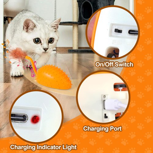 BABORUI Upgraded Cat Interactive Toy, Remote Control Mouse Toy, Automatic Cat Mouse Toys with Feathers, Moving Smart Cat Toy Car for Indoor Cats, USB Rechargeable