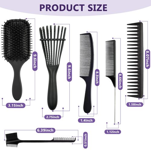 ZABOUL Detangling Hair Brush Set|Detangler Brush and Comb Set for Women and Men Kids, No More Tangle Hairbrush for Black Natural Wavy Wet Hair