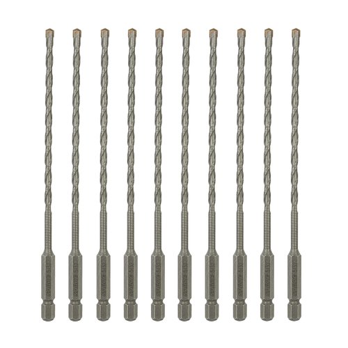 Sabre Tools 5/32 Inch x 6 Inch Masonry Drill Bit, Carbide Tipped 10-Pack for Concrete, Brick, Stone, 1/4” Hex Shank, Impact Performance (5/32" x 6", 10)
