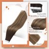 Full Shine Tape in Hair Brown Human Hair Extensions Tape in 20 Pcs Rooted Tape in Hair Extensions Human Hair 16 Inch Ombre Tape Hair Dark Brown To Strawberry Blonde Mixed Brown 2/3/27 50 Gram